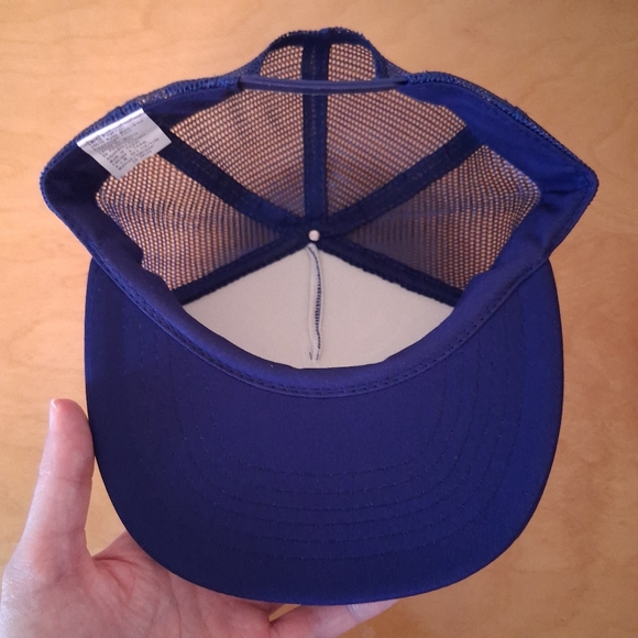 Vintage 1980s AJM Big Bob's Used Car Factory Blue Trucker Hat Snapback Cap - Picture 8 of 11